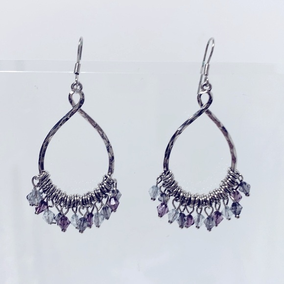 Purple dangle hoop earrings - Picture 1 of 4